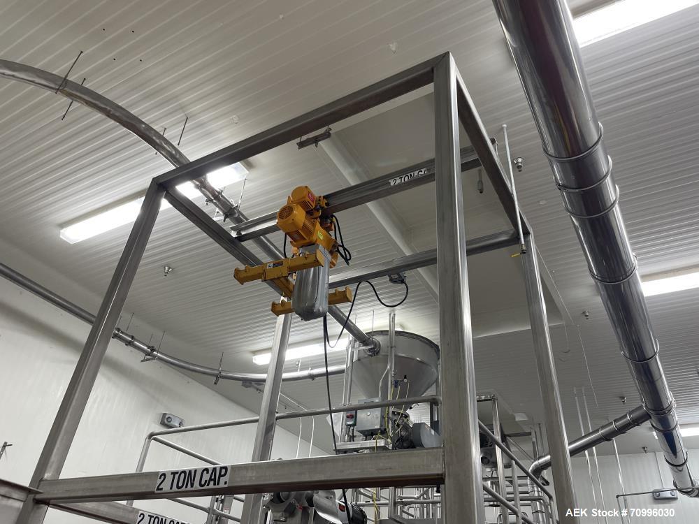 Used Flexicon Super Sack Unloading Frame With Hoist. Stainless Steel. Unit is currently installed and customer would be responsible for removal