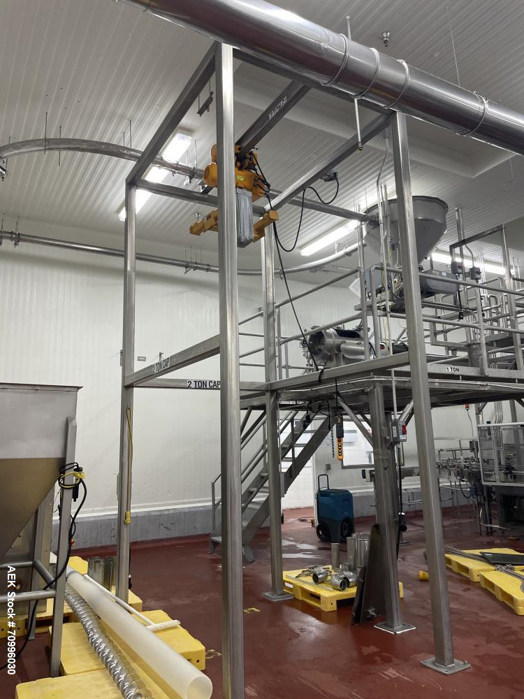 Used Flexicon Super Sack Unloading Frame With Hoist. Stainless Steel. Unit is currently installed and customer would be responsible for removal