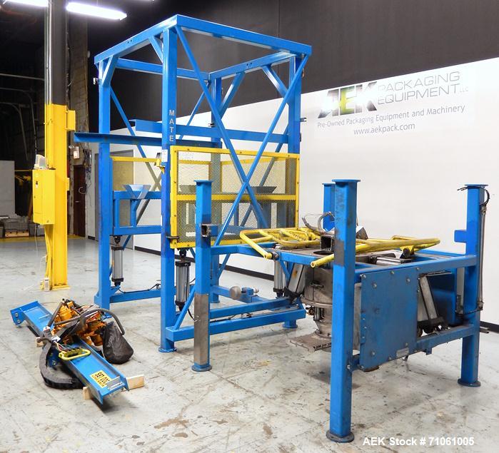 Used Material Transfer & Storage, Inc Bulk Bag Supersack Unloader. Machine includes (1) Harrington 2-ton (4,000lb) electronic crane, s/n: 11B2000, a PepperL+Fuchs Type X 6000 series purging system, F...