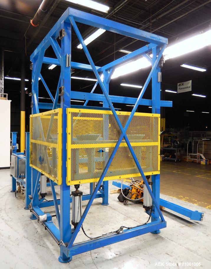 Used Material Transfer & Storage, Inc Bulk Bag Supersack Unloader. Machine includes (1) Harrington 2-ton (4,000lb) electronic crane, s/n: 11B2000, a PepperL+Fuchs Type X 6000 series purging system, F...