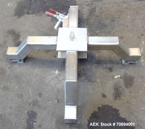 Used IEDCO Bulk Bag Discharge Station, Model 10286-BBU-5101, 304 Stainless Steel. (1) Top frame section approximate 63” long x 63” wide x 84” tall, (1) bottom frame section approximate 63” long x 63”...