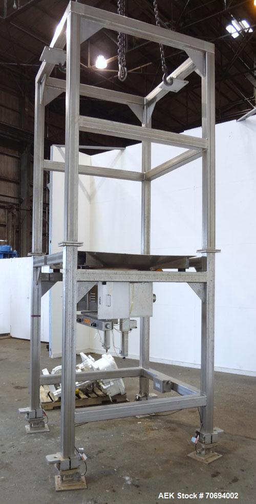 Used IEDCO Bulk Bag Discharge Station, Model 10286-BBU-5101, 304 Stainless Steel. (1) Top frame section approximately 63" long x 63" wide x 84" tall, (1) bottom frame section approximately 63" long x...