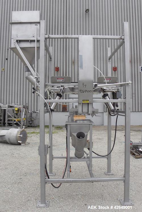 Used Super Sack Unloader, 304 Stainless Steel. (1) Frame with top height adjustment, 1 bag holder I beam ( no hoist), (2) bag valves. Includes (3) Flexicon screw conveyor drive ends (no tubes or scre...