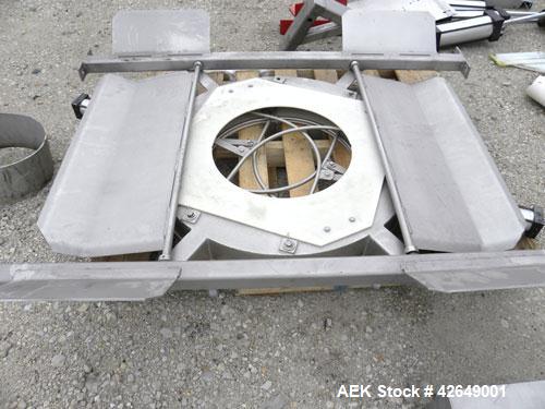 Used Super Sack Unloader, 304 Stainless Steel. (1) Frame with top height adjustment, 1 bag holder I beam ( no hoist), (2) bag valves. Includes (3) Flexicon screw conveyor drive ends (no tubes or scre...