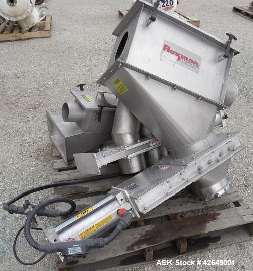 Used Super Sack Unloader, 304 Stainless Steel. (1) Frame with top height adjustment, 1 bag holder I beam ( no hoist), (2) bag valves. Includes (3) Flexicon screw conveyor drive ends (no tubes or scre...