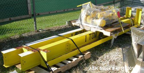Used Supersack Unloading Station consisting of:  (2) Budgit 1 ton hoist with rails, and motor driven trollies; (2) Vibco vibrating dischargers, model 4P-700; (2) 30" x 30" platform scales with caster...