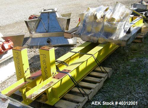 Used Supersack Unloading Station consisting of:  (2) Budgit 1 ton hoist with rails, and motor driven trollies; (2) Vibco vibrating dischargers, model 4P-700; (2) 30" x 30" platform scales with caster...