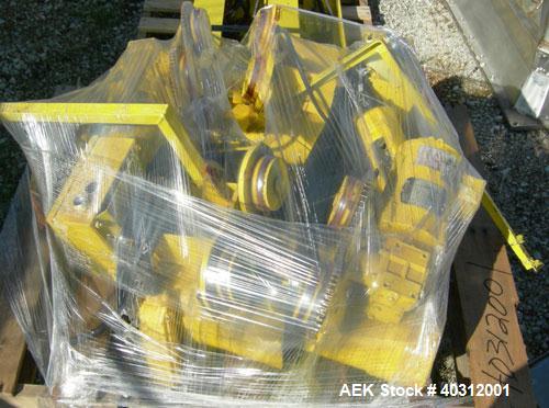 Used Supersack Unloading Station consisting of:  (2) Budgit 1 ton hoist with rails, and motor driven trollies; (2) Vibco vibrating dischargers, model 4P-700; (2) 30" x 30" platform scales with caster...