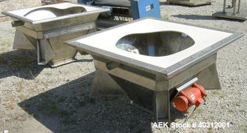Used Supersack Unloading Station consisting of:  (2) Budgit 1 ton hoist with rails, and motor driven trollies; (2) Vibco vibrating dischargers, model 4P-700; (2) 30" x 30" platform scales with caster...
