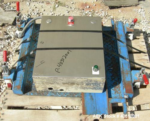 Used Supersack Unloading Station consisting of:  (2) Budgit 1 ton hoist with rails, and motor driven trollies; (2) Vibco vibrating dischargers, model 4P-700; (2) 30" x 30" platform scales with caster...