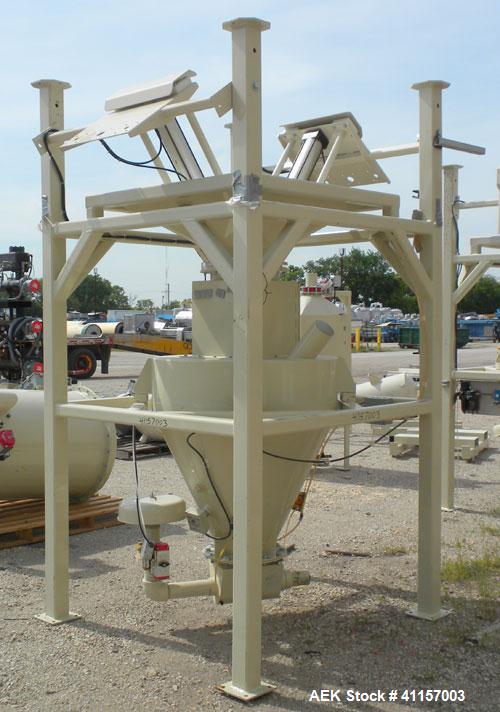 Used Adaptive Engineering & Fabrication Super-Sack Unloading System, carbon steel. Approximate 60’’ wide x 60’’ long x 16’ tall frame. (1) Top unloading frame section 72’’ tall with removable bag lif...