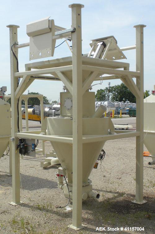 Used Adaptive Engineering & Fabrication Super-Sack Unloading System, Carbon Steel. Approximate 60’’ wide x 60’’ long x 16’ tall frame. (1) Top unloading frame section 72’’ tall with removable bag lif...