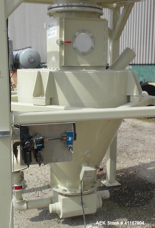 Used Adaptive Engineering & Fabrication Super-Sack Unloading System, Carbon Steel. Approximate 60’’ wide x 60’’ long x 16’ tall frame. (1) Top unloading frame section 72’’ tall with removable bag lif...
