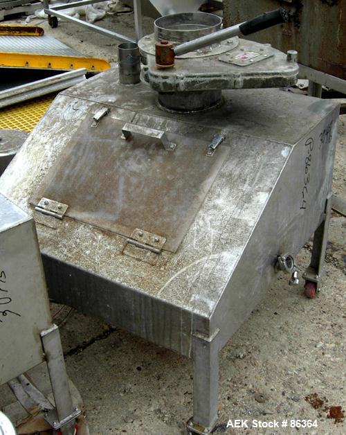 Used Supersack Unloader Consisting Of: (1) Stainless steel frame with a 12" diameter cuff, mounted on casters. MT Weigh Systems scales, model 8000HE-1K, 1000 pound capacity; (2) 304 stainless steel p...