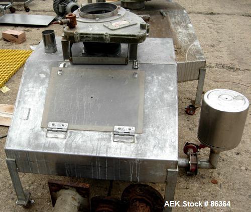 Used Supersack Unloader Consisting Of: (1) Stainless steel frame with a 12" diameter cuff, mounted on casters. MT Weigh Systems scales, model 8000HE-1K, 1000 pound capacity; (2) 304 stainless steel p...