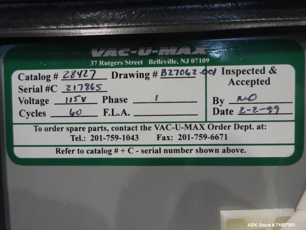 Used Vac-U-Max Bulk Bag Unloader Model 104122.