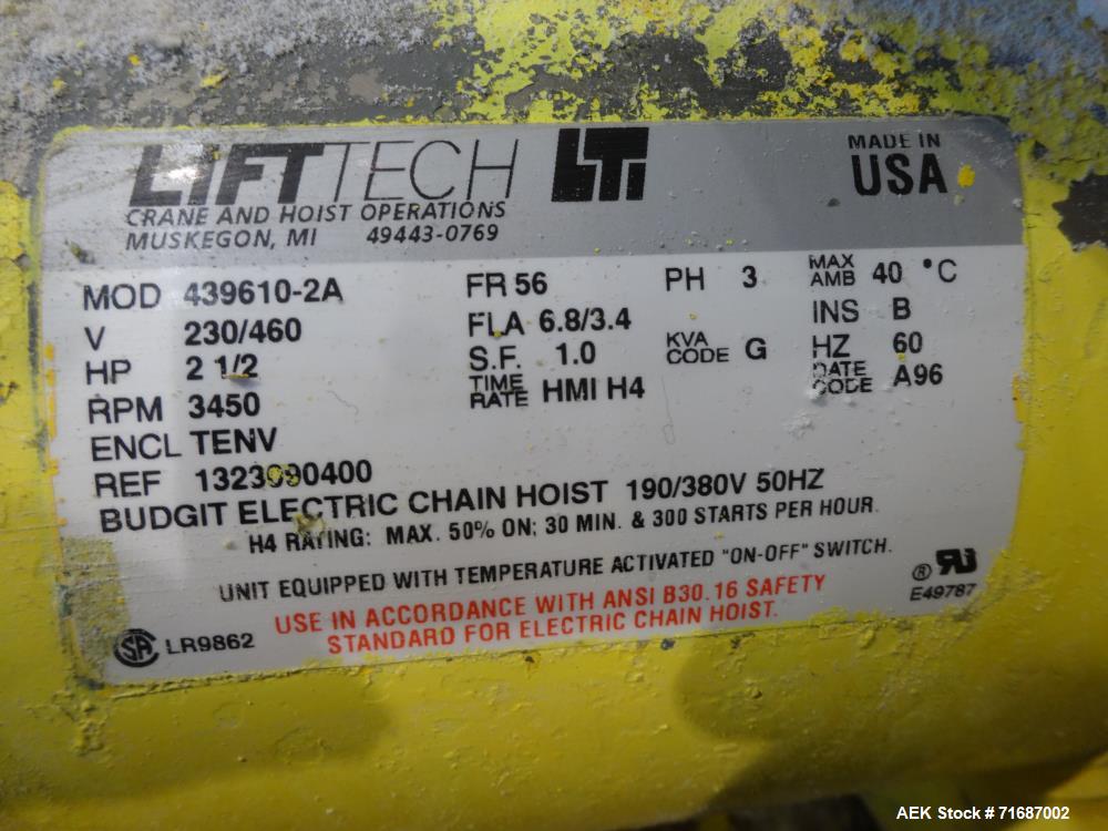 Used Vac-U-Max Hoist & Trolley Super sack Bulk Bag Unloader, 2 Ton Capacity, Ca