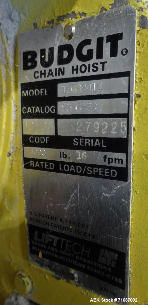 Used Vac-U-Max Hoist & Trolley Super sack Bulk Bag Unloader, 2 Ton Capacity, Ca