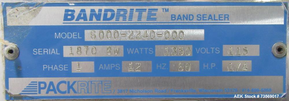 Used PackRite BandRite 6000-2240-000 Continuous Band Sealer – 750 in/min, 600°F, Heavy-Duty