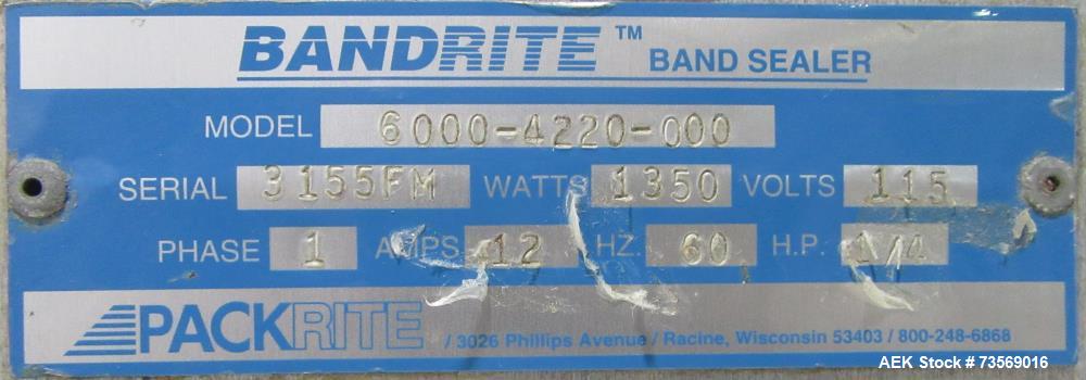 Used PackRite BandRite 6000-4220-000 Continuous Band Sealer – 750 in/min, 600°F