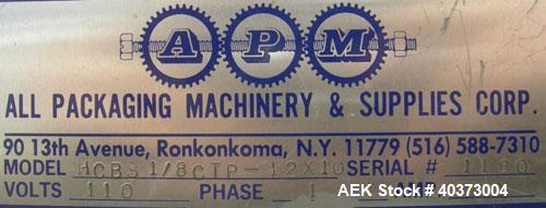 Used All Packaging Machinery horizontal conveyorized band sealer, model HCBS1/8 CTP-12X10. Approximately 25" long seal area, 100 feet per minute speeds, 1/8" wide seals. Product capacity 3" to 30" lo...