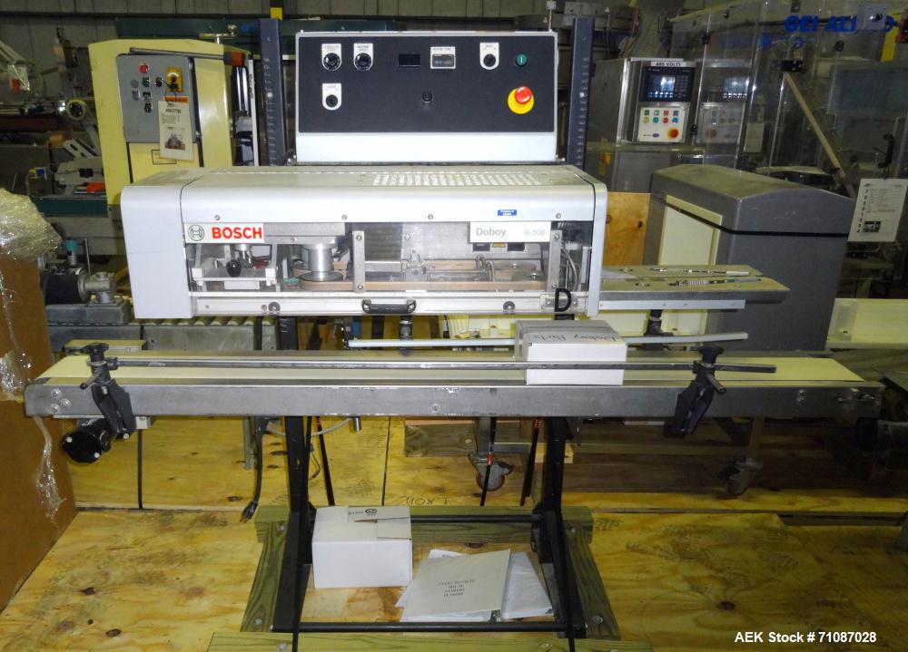 Used Doboy (Bosch) Model B500 automatic bag sealer rated from 50" to 750" per minute - depending on materials and application, Capable of sealing all heat sealable materials, tube style or gusseted. ...