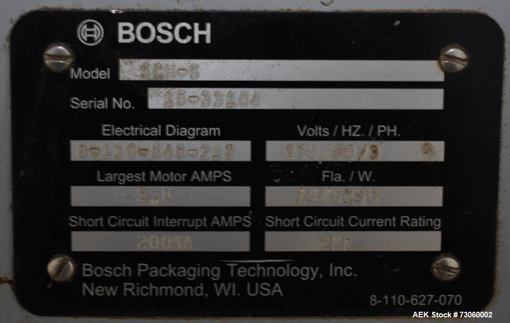 Used Bosch Model S-CH-S High Speed Heavy Duty Continuous Band Sealer. Designed to seal bulk bags at speeds from 30 - 75 feet per minute. Capable of handling heat sealable films up to 8 mil. gusseted ...
