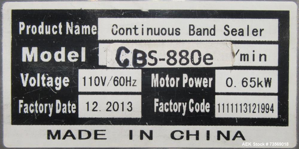 Used SealerSales CBS-880 Continuous Band Sealer – 630 in/min, 1/2" Seal Width (2013)