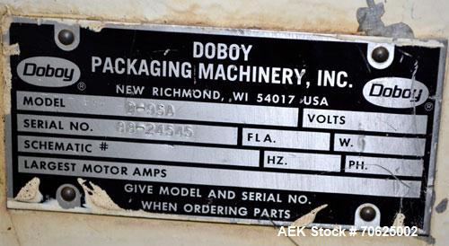Used Doboy Model PT Pinch Bottom Bag Sealer. Up to 30 bags per minute. Designed for multiwall bags with heat-sealable inner liners. Sews bags, trims tops, applies pre-coated heat-sealable tape, and i...