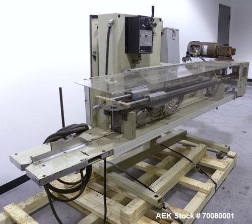 Used Fres-Co Systems Band Sealer, Model FSU-103. Capable of sealing up to 16 Bags per minute. Handles bags from 5 to 100 lbs. Bag clearance height from 24"up to 54" Approximately 21" long traveling s...