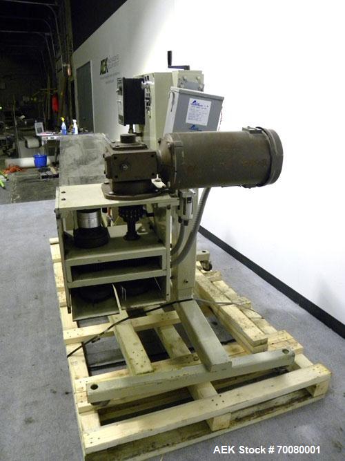 Used Fres-Co Systems Band Sealer, Model FSU-103. Capable of sealing up to 16 Bags per minute. Handles bags from 5 to 100 lbs. Bag clearance height from 24"up to 54" Approximately 21" long traveling s...