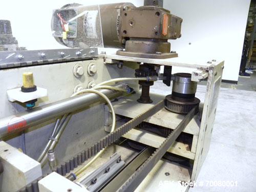 Used Fres-Co Systems Band Sealer, Model FSU-103. Capable of sealing up to 16 Bags per minute. Handles bags from 5 to 100 lbs. Bag clearance height from 24"up to 54" Approximately 21" long traveling s...