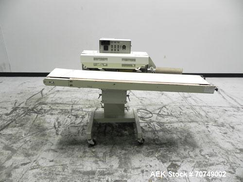 Used Packaging Aids Model 552 Medical Band Sealer. Pouch / Bag sealer is capable of speeds from 150" to 400" per minute. Seal width 7/16". Sealing temperature adjustable up to 450 deg Farenheit. Head...