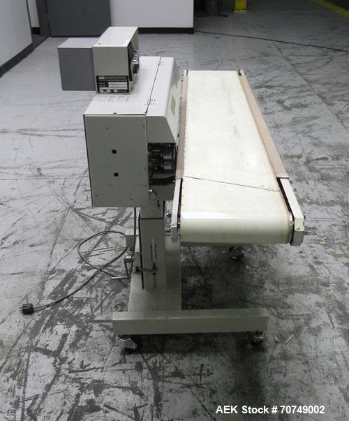 Used Packaging Aids Model 552 Medical Band Sealer. Pouch / Bag sealer is capable of speeds from 150" to 400" per minute. Seal width 7/16". Sealing temperature adjustable up to 450 deg Farenheit. Head...