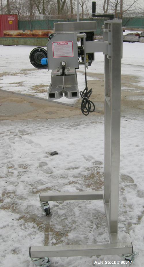 USED: Steeltek rotary heat sealing machine, model ST-200 Medical. Approximate 24" long seal range. Manually adjustable height. Driven by a 1/12 hp, 130 volt, DC motor with speed controller, approxima...
