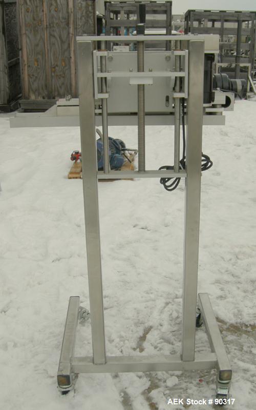 USED: Steeltek rotary heat sealing machine, model ST-200 Medical. Approximate 24" long seal range. Manually adjustable height. Driven by a 1/12 hp, 130 volt, DC motor with speed controller, approxima...