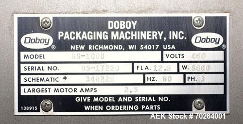 Used Doboy GS1000 double fold glue sealer capable of speeds up to 85 feet per minute. High Speed Heat Sealer for paper bags has two 3/4" folds for a strong sift proof closure. Has a Nordson Hot Melt ...