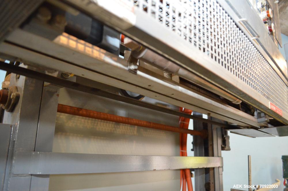 Used Altivity Packaging Model 901 Band Sealer / Closer. Designed for bags, approximate 48” long band length. With horizontal rubber belt take away conveyor in steel frame 12” x 174” long. .230 Volt, ...