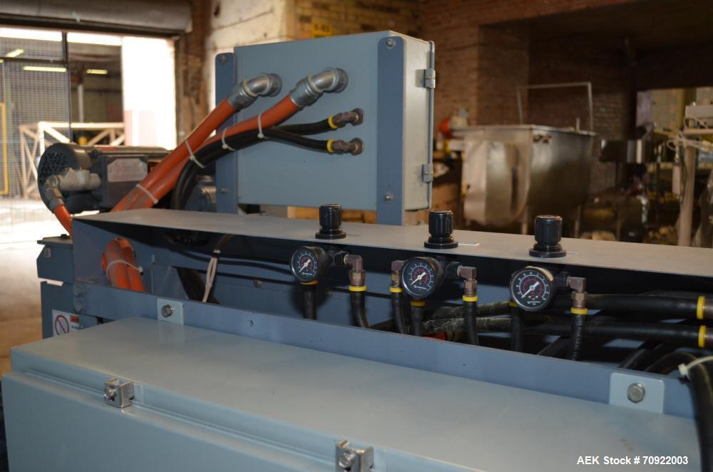 Used Altivity Packaging Model 901 Band Sealer / Closer. Designed for bags, approximate 48” long band length. With horizontal rubber belt take away conveyor in steel frame 12” x 174” long. .230 Volt, ...