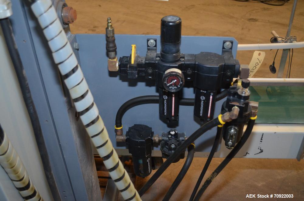 Used Altivity Packaging Model 901 Band Sealer / Closer. Designed for bags, approximate 48” long band length. With horizontal rubber belt take away conveyor in steel frame 12” x 174” long. .230 Volt, ...