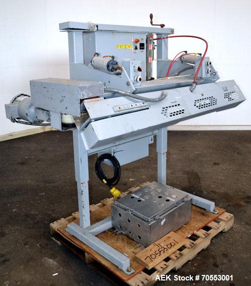 Used Fischbein Model FB 6000 Pinch Bag Sealer. Can operate at speeds up to 85' per minute depending on bag structure. Can handle a bag size range of: (width) 12-26" (30-66cm), (height)) up to 45" (11...