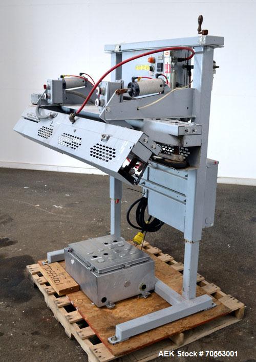 Used Fischbein Model FB 6000 Pinch Bag Sealer. Can operate at speeds up to 85' per minute depending on bag structure. Can handle a bag size range of: (width) 12-26" (30-66cm), (height)) up to 45" (11...