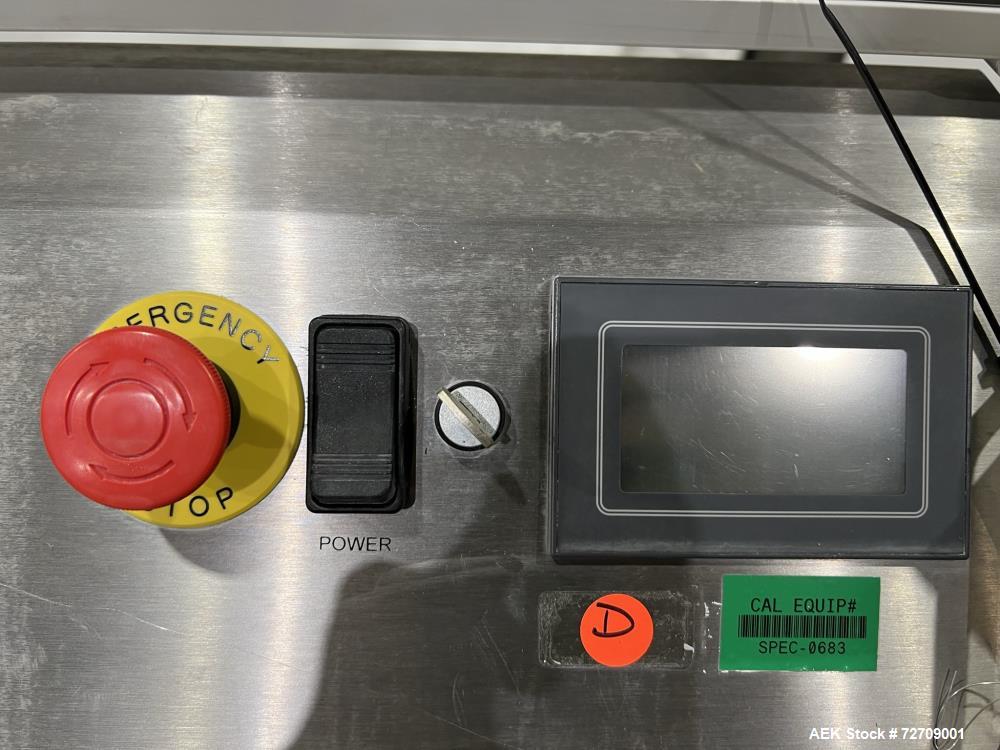 Used- Accu-Seal Bag Impulse Sealer, Model 6300-35-B. Seal length 34" maximum x 3/8" width. Has HMI. Mounted on modular frame...