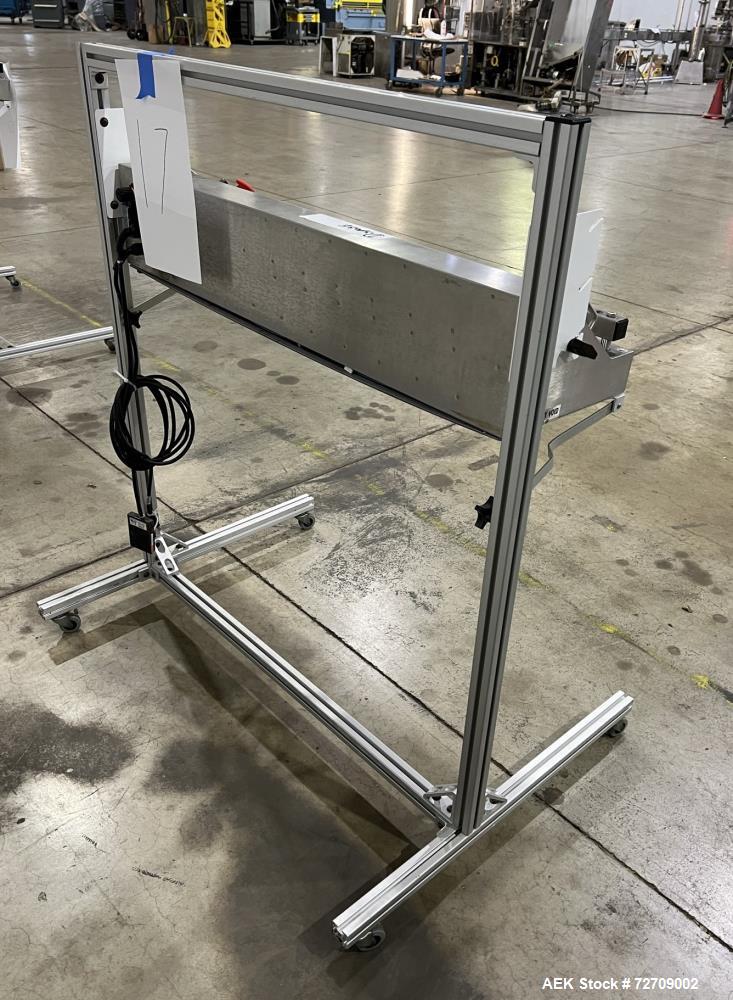 Used Accu-Seal Bag Impulse Sealer, Model 6300-35-B. Seal length 34" maximum x 3/8" width. Has HMI. Mounted on modular frame with casters. 1/60/120 volt, 15amp Power Requirement. Serial# 48389-2, Buil...