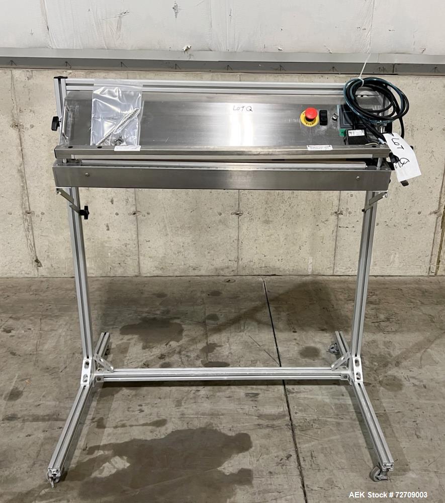 Used- Accu-Seal Bag Impulse Sealer, Model 6300-35-B. Seal length 34" maximum x 3/8" width. Has HMI. Mounted on modular frame...