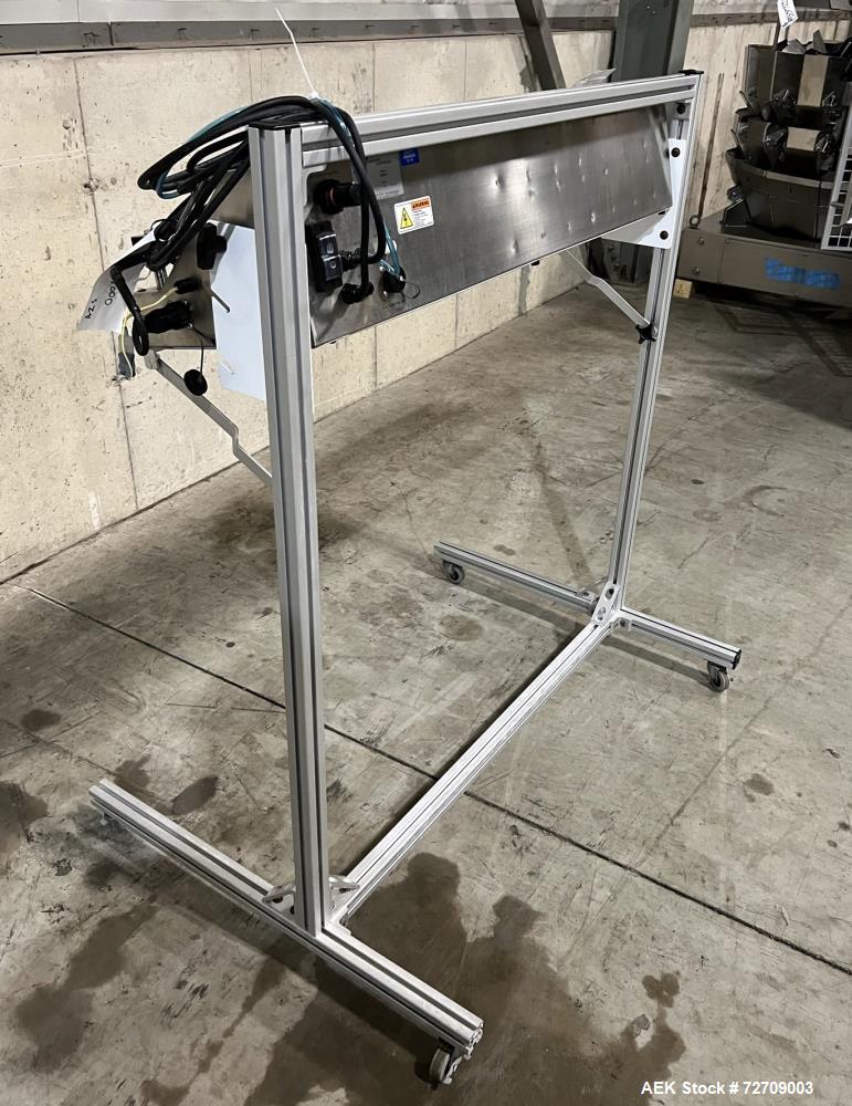 Used- Accu-Seal Bag Impulse Sealer, Model 6300-35-B. Seal length 34" maximum x 3/8" width. Has HMI. Mounted on modular frame...