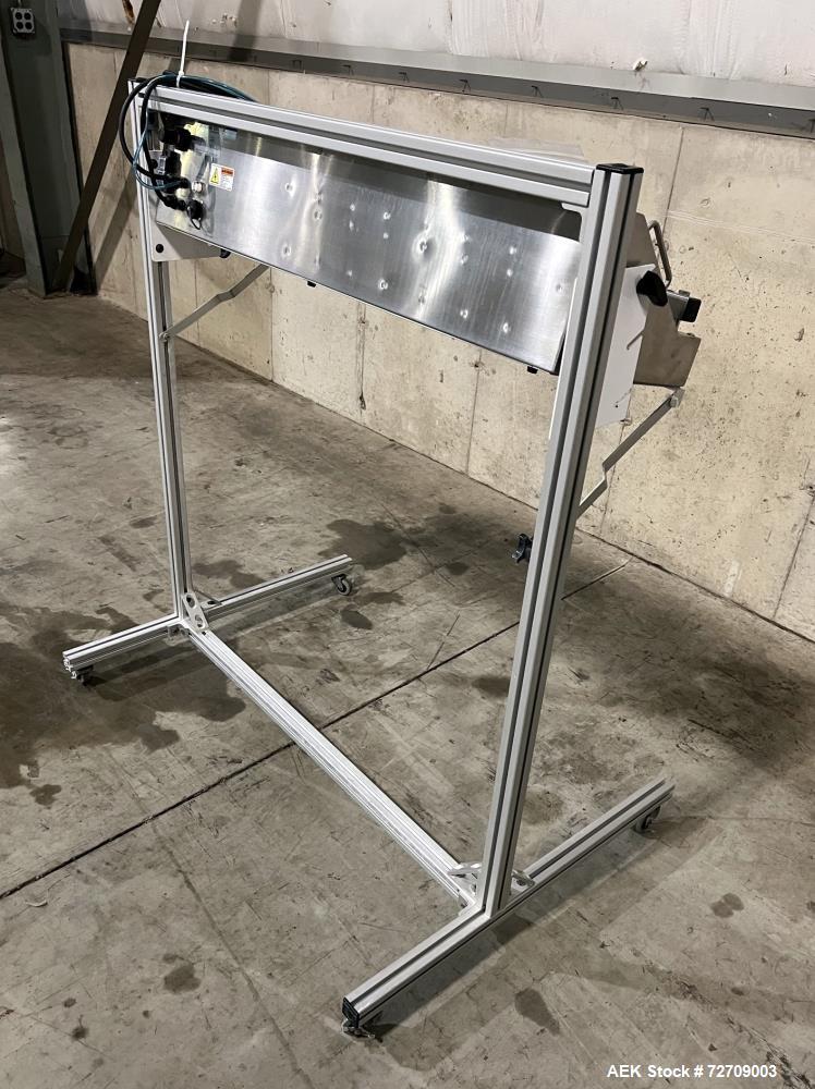 Used Accu-Seal Bag Impulse Sealer, Model 6300-35-B. Seal length 34" maximum x 3/8" width. Has HMI. Mounted on modular frame with casters. 1/60/120 volt, 15amp Power Requirement. Serial# 48389-1, Buil...