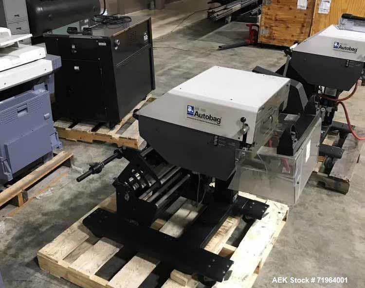 Used Automated Packaging Systems Autobag Model AB 180 Bagger. Capable of up to 80 bags per minute. Has bag size range of 2" to 11" wide X 3" to 22" long, bag thickness of 1.0 to 4.0 mil, and Pass-thr...