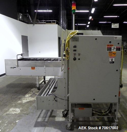 Used DJS Systems VB50 50" Vertical Bagger. Automatic vertical L-bar sealer with automatic infeed cross conveyor. Minimum bag 6" x 6", max bag 49" wide x 17 1/2" heigh (50" x 20" seal bar). Approximat...