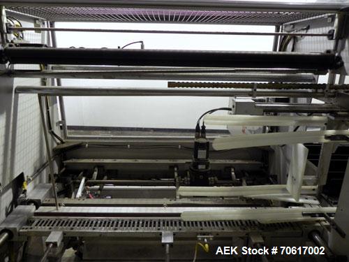 Used DJS Systems VB50 50" Vertical Bagger. Automatic vertical L-bar sealer with automatic infeed cross conveyor. Minimum bag 6" x 6", max bag 49" wide x 17 1/2" heigh (50" x 20" seal bar). Approximat...